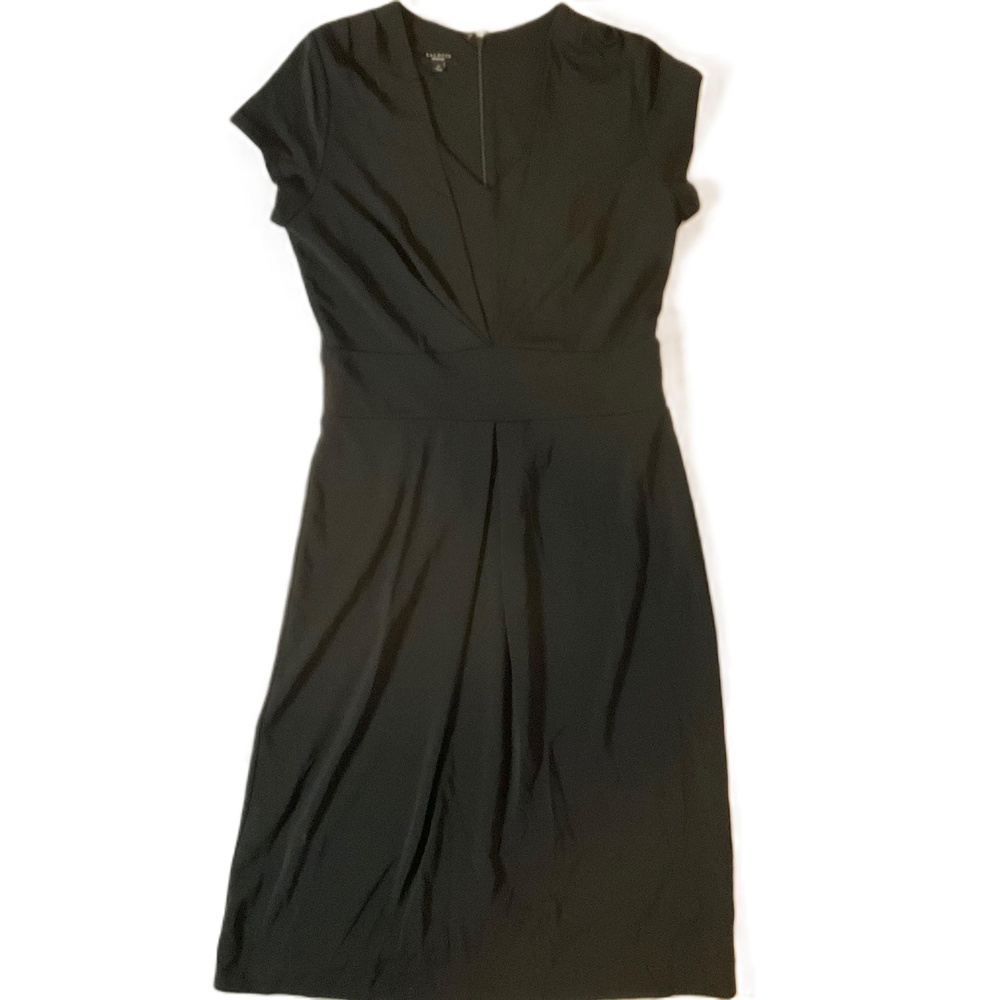 Talbots Black‎ V Neck Knee Length Dress Short Sleeves A Line Size 10